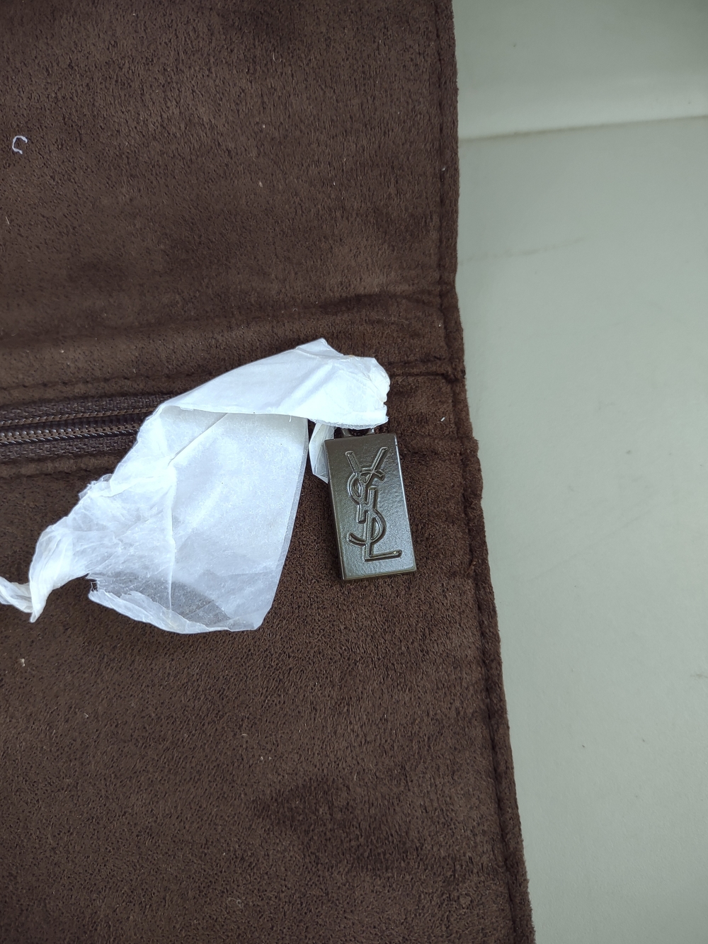 Yves Saint Laurent Brown Suede Clutch w Mirror - Picture 3 of 3